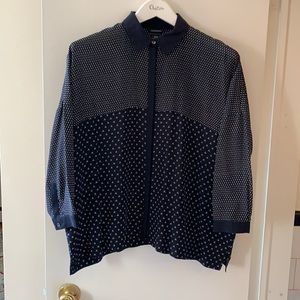 Club Monaco Navy Print Silk Blouse